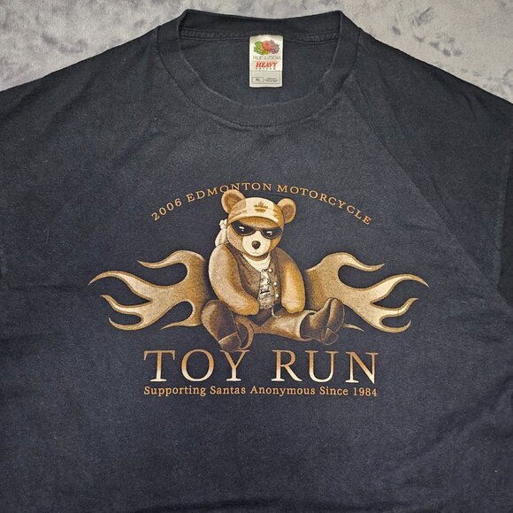 Y2K Edmonton Motorcycle Toy Run Santa Anonymous Christmas Graphic Shirt Men’s XL - Picture 3 of 7